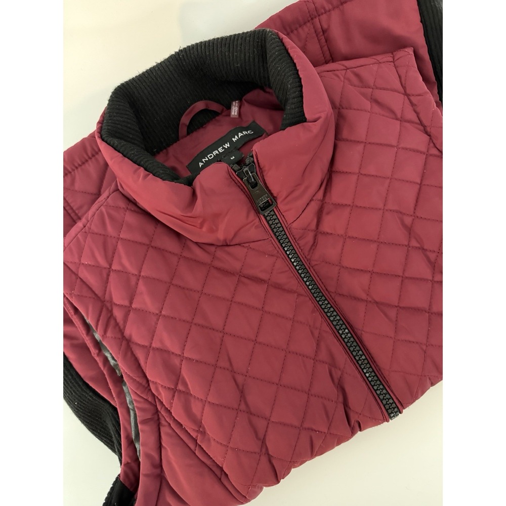 Andrew Marc Womens‎ Medium Quilted Puffer Vest Full Zip Casual Outdoors Maroon